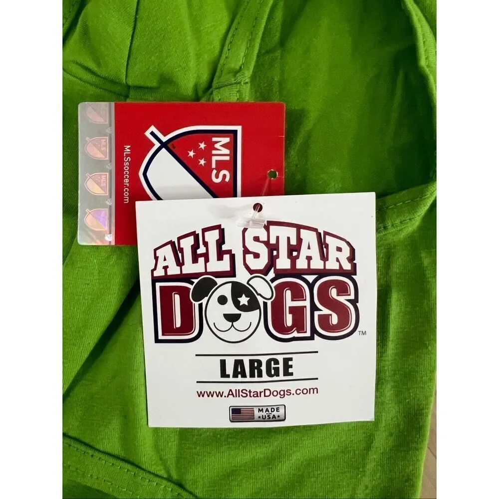 All Star Dogs Green T-Shirt Size L (28-42 Lbs. 20-26”Seattle Sounders FC Soccer
